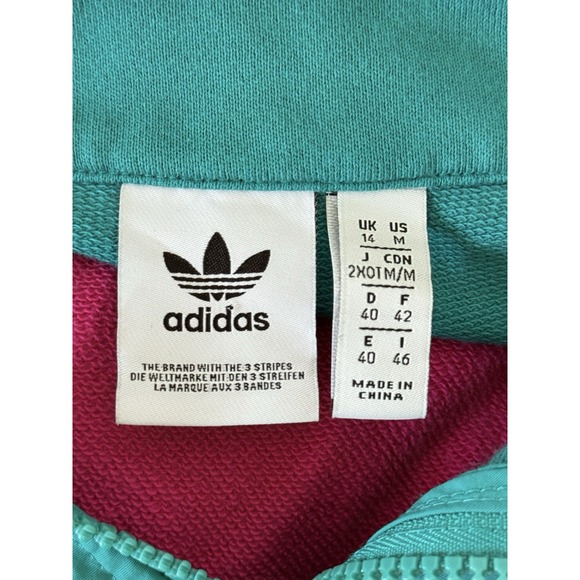 Adidas Originals Vintage 90's Color-Block Half Zip Cropped Sweatshirt Size M - Picture 8 of 15